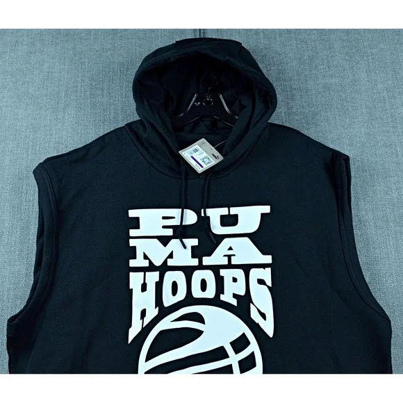 Puma Hoodie Men's 2XL Black Hoops Posterize 2.0 Sweatshirt Graphic Pullover NWT - Picture 2 of 12